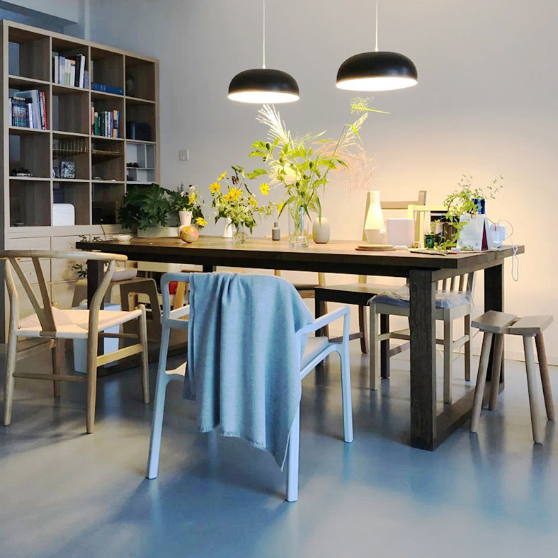 Solid Wood Top Dining Table Contemporary Rectangle Dining Table with Sled Base