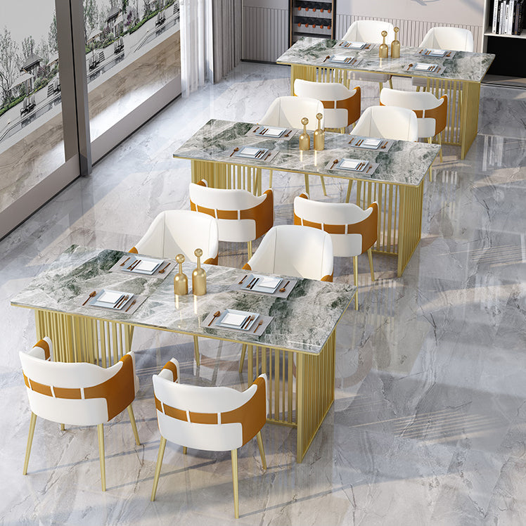 Luxury Sintered Stone Dining Table Rectangle Table with Double Pedestal