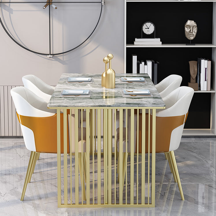 Luxury Sintered Stone Dining Table Rectangle Table with Double Pedestal
