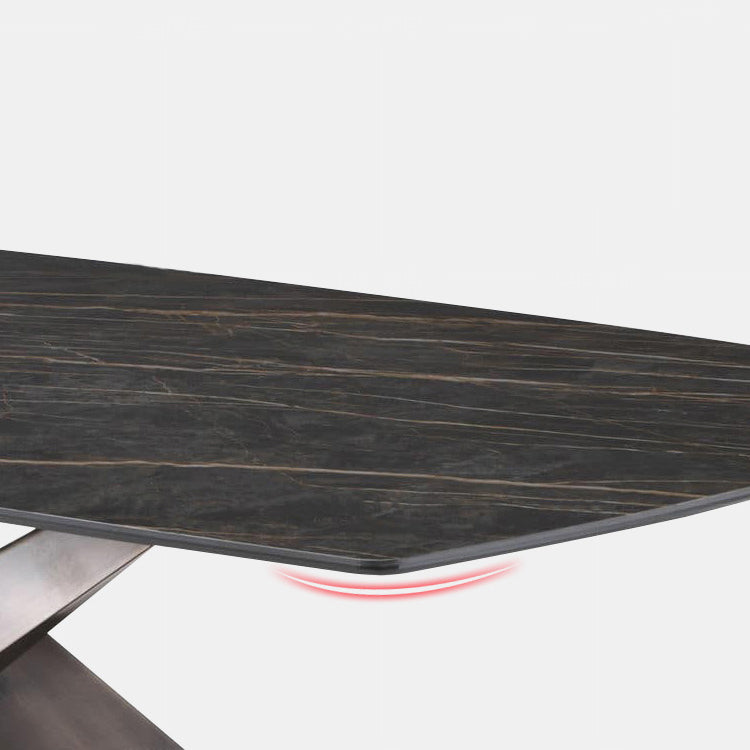 Traditional Luxury Dining Table Stone and Metal Pedestal Casual Dining Table