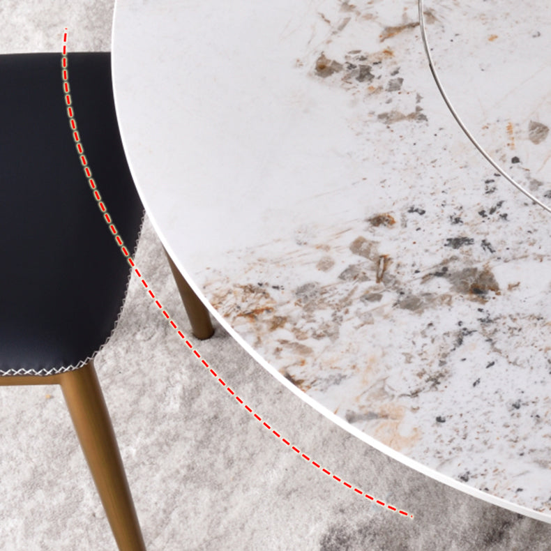Glam Sintered Stone Dining Table Round Dinner Room Table with Pedestal Base