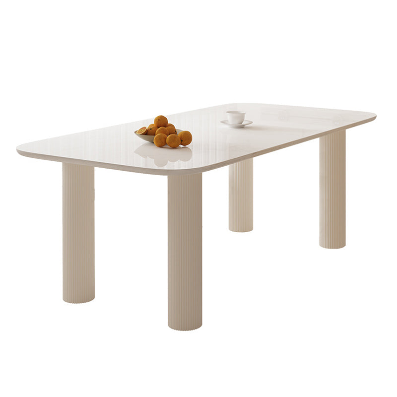 Modern Style Dining Table Rectangle Stone White Dining Table with 4 Legs