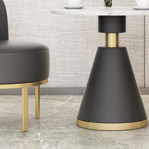 Luxury Sintered Stone Top Dining Table Indoor Round Table with Metal Pedestal