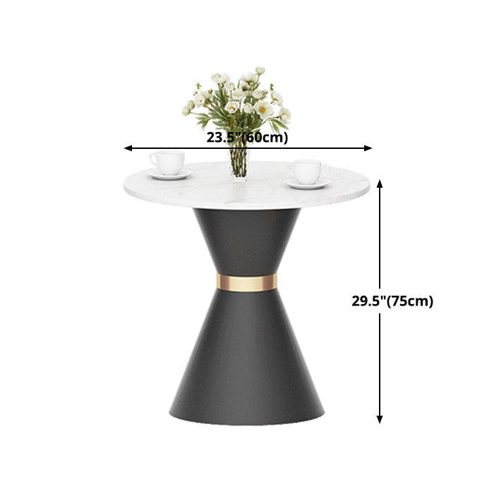 Luxury Sintered Stone Top Dining Table Indoor Round Table with Metal Pedestal