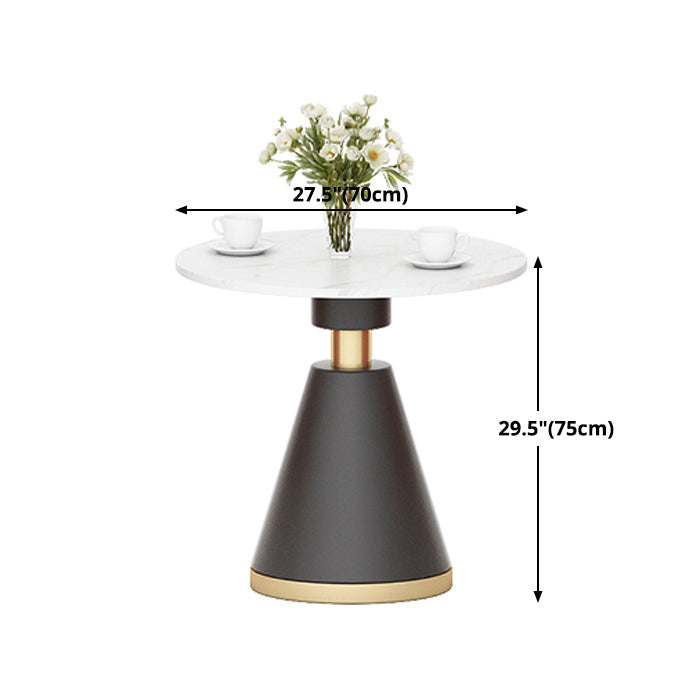 Luxury Sintered Stone Top Dining Table Indoor Round Table with Metal Pedestal