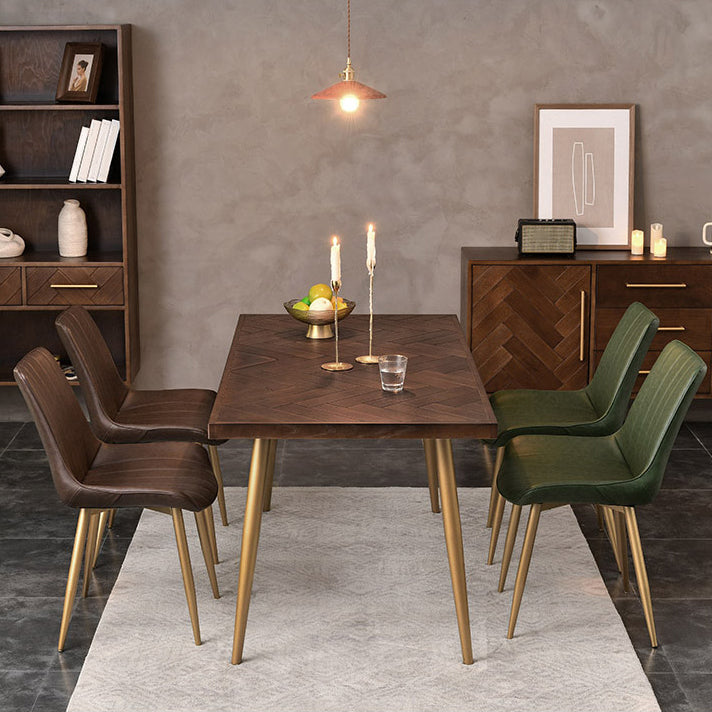 Rectangle Dining Side Table Traditional Luxury Solid Wood Dinner Table with 4 Legs