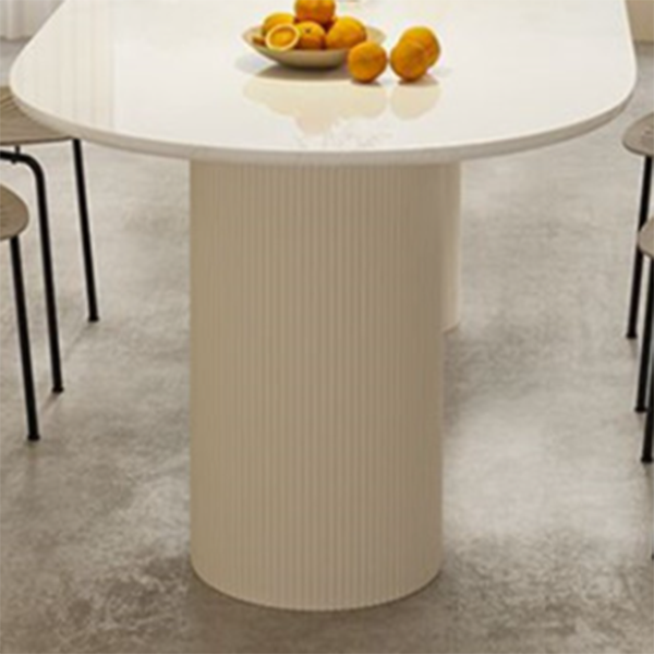Sintered Stone Luxury White Table Oval Dining Table with Double Pedestal