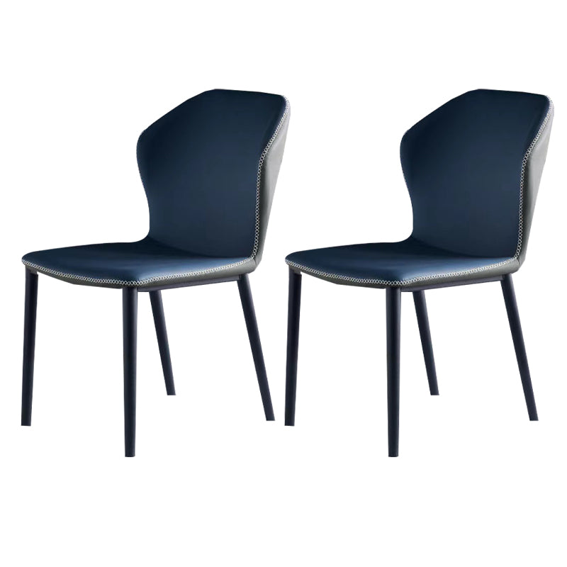 Armless Dining Chairs Contemporary Faux Leather Side Chairs for Dining Room