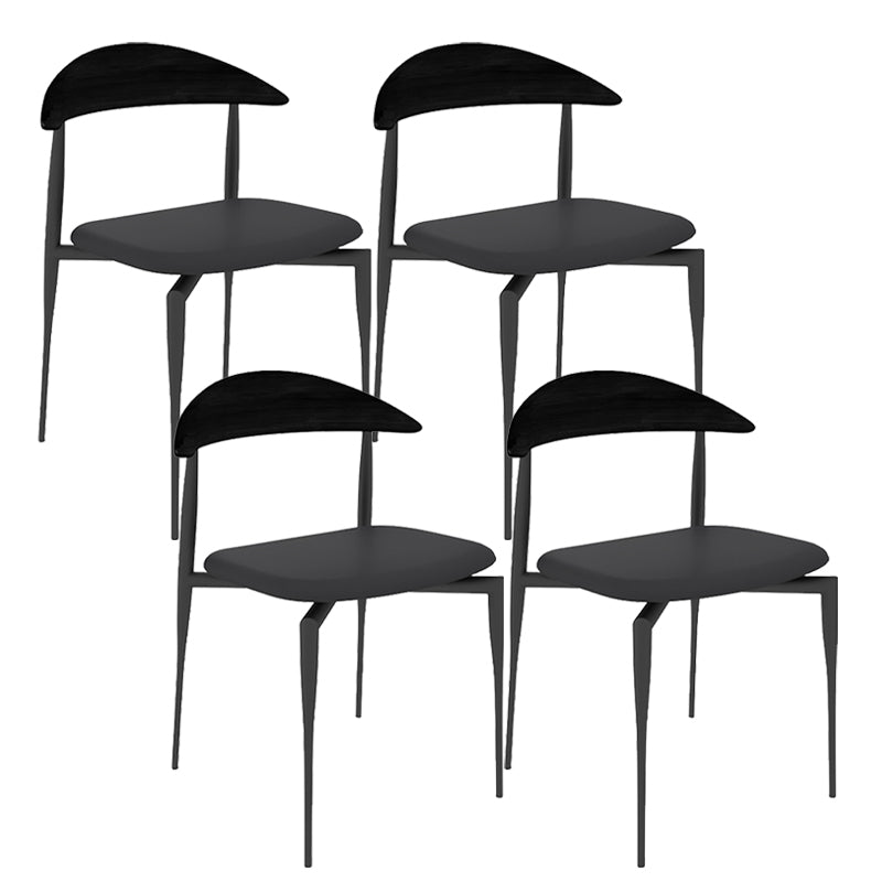 Faux Leather Side Chair Contemporary Open Back Dining Room Chair
