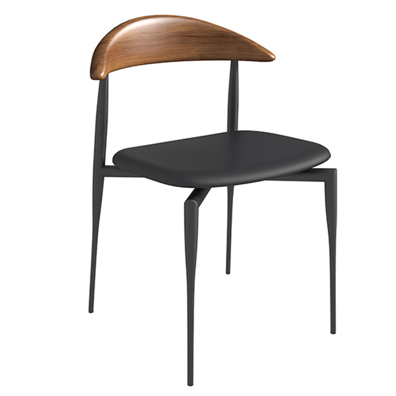 Faux Leather Side Chair Contemporary Open Back Dining Room Chair