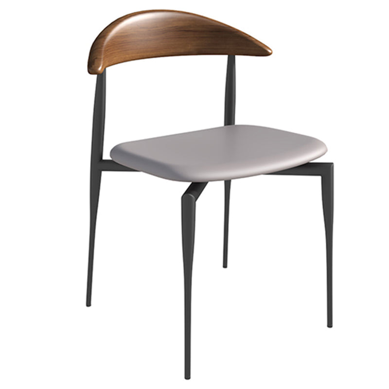 Faux Leather Side Chair Contemporary Open Back Dining Room Chair