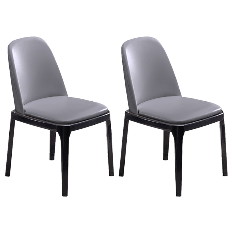 Modern Style Side Chair Leather Indoor Dining Chair with Wooden Legs
