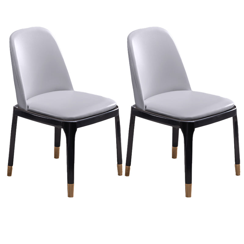 Modern Style Side Chair Leather Indoor Dining Chair with Wooden Legs