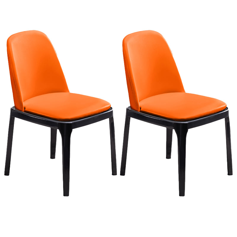 Modern Style Side Chair Leather Indoor Dining Chair with Wooden Legs
