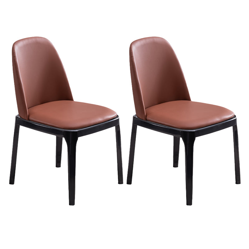 Modern Style Side Chair Leather Indoor Dining Chair with Wooden Legs