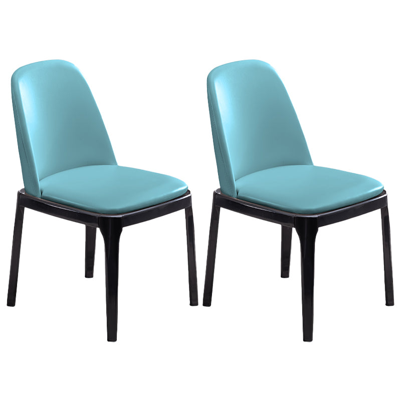 Modern Style Side Chair Leather Indoor Dining Chair with Wooden Legs