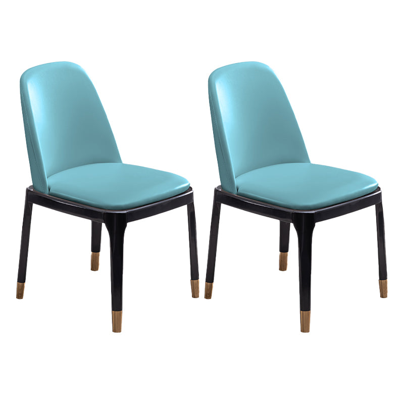 Modern Style Side Chair Leather Indoor Dining Chair with Wooden Legs