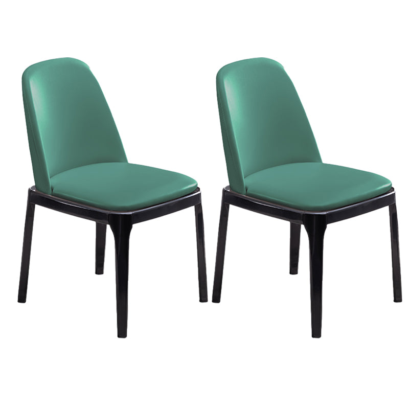 Modern Style Side Chair Leather Indoor Dining Chair with Wooden Legs
