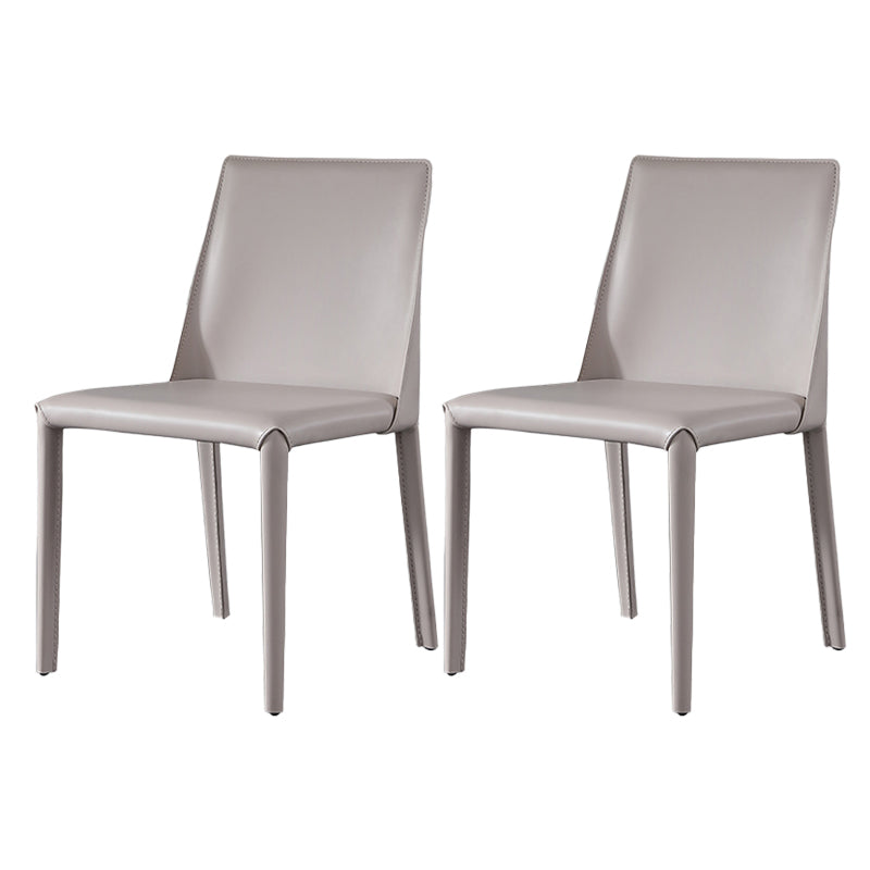 Glam Dining Room Armless Chairs Faux Leather Metal Base Dining Chairs