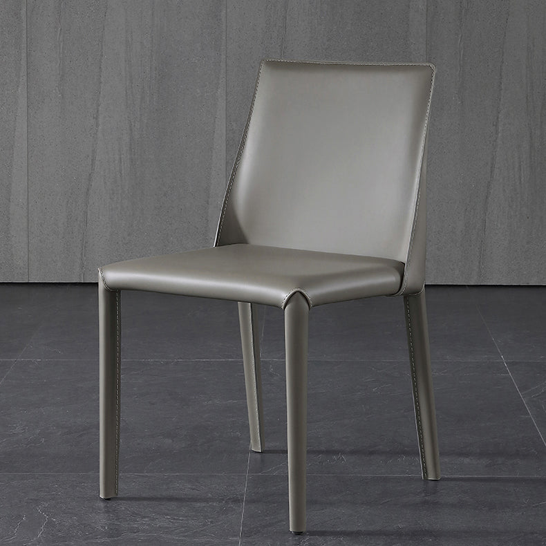 Glam Dining Room Armless Chairs Faux Leather Metal Base Dining Chairs