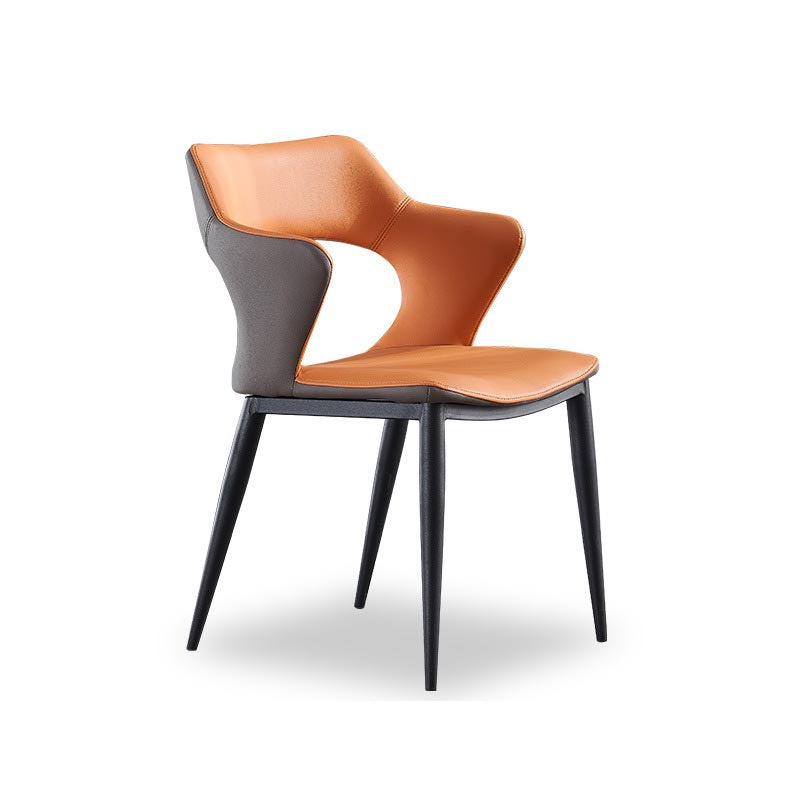 Metal Contemporary Dining Room Chair Metallic Finish Open Back Dining Side Chair