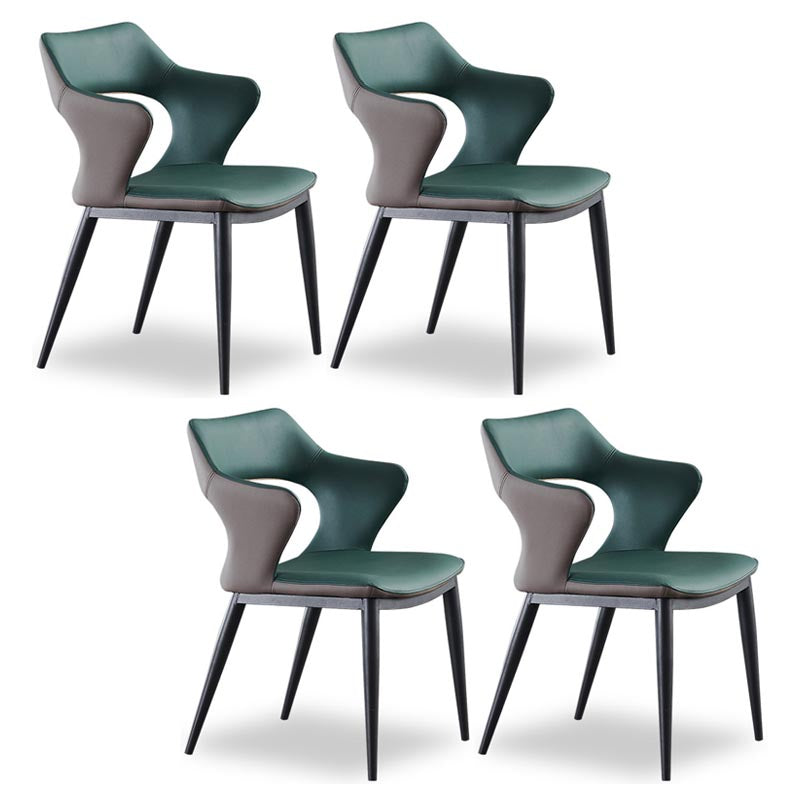 Metal Contemporary Dining Room Chair Metallic Finish Open Back Dining Side Chair