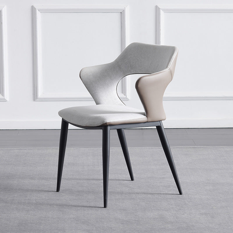 Metal Contemporary Dining Room Chair Metallic Finish Open Back Dining Side Chair