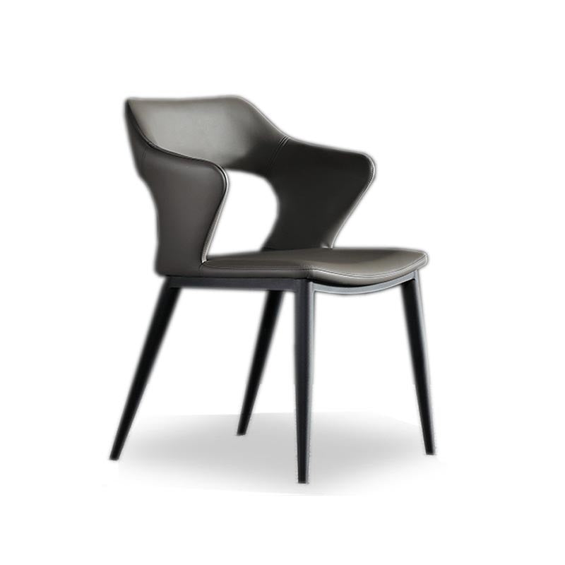 Metal Contemporary Dining Room Chair Metallic Finish Open Back Dining Side Chair