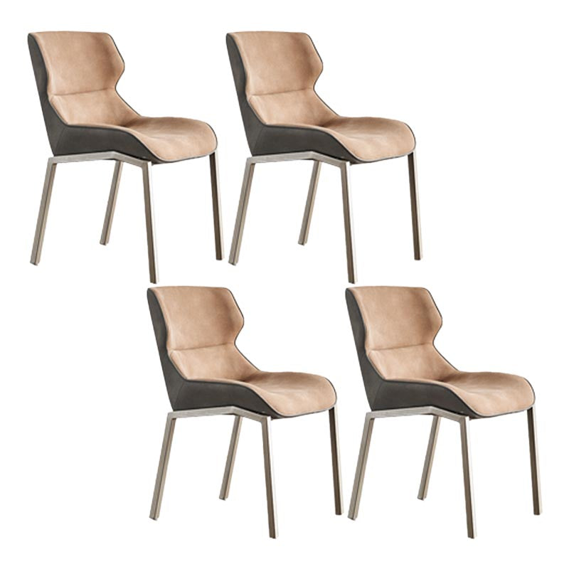 Modern Style Parsons Side Chair Indoor Dining Chair with Metal Base