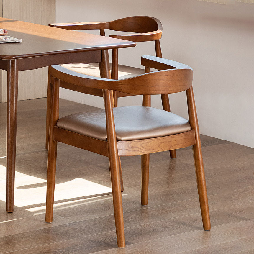 Modern Style Arm Chair Solid Wood Open Back Indoor Dining Chair