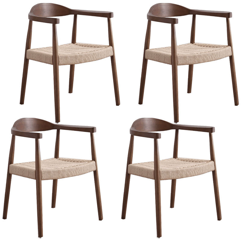 Modern Style Arm Chair Solid Wood Open Back Indoor Dining Chair