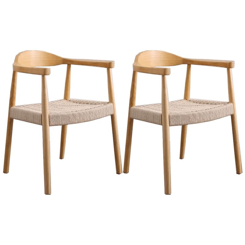 Modern Style Arm Chair Solid Wood Open Back Indoor Dining Chair