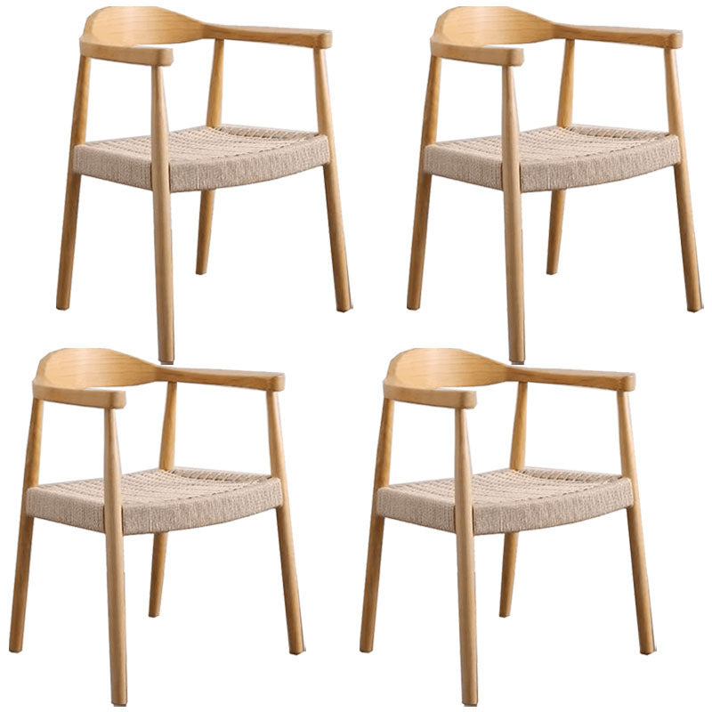 Modern Style Arm Chair Solid Wood Open Back Indoor Dining Chair
