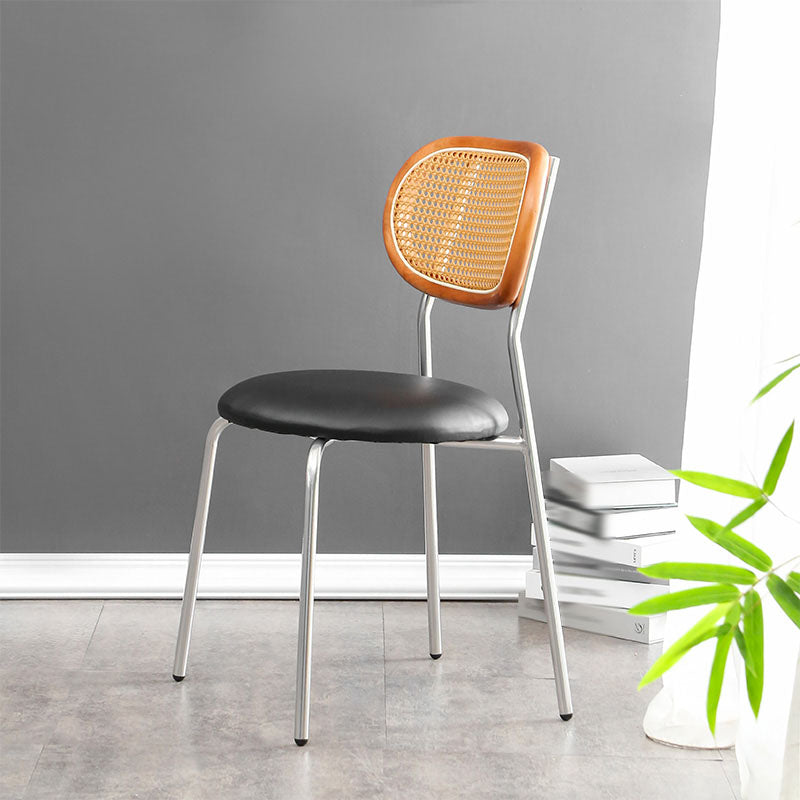 Faux Leather Armless Dining Chair Contemporary Open Back Dining Room Side Chair