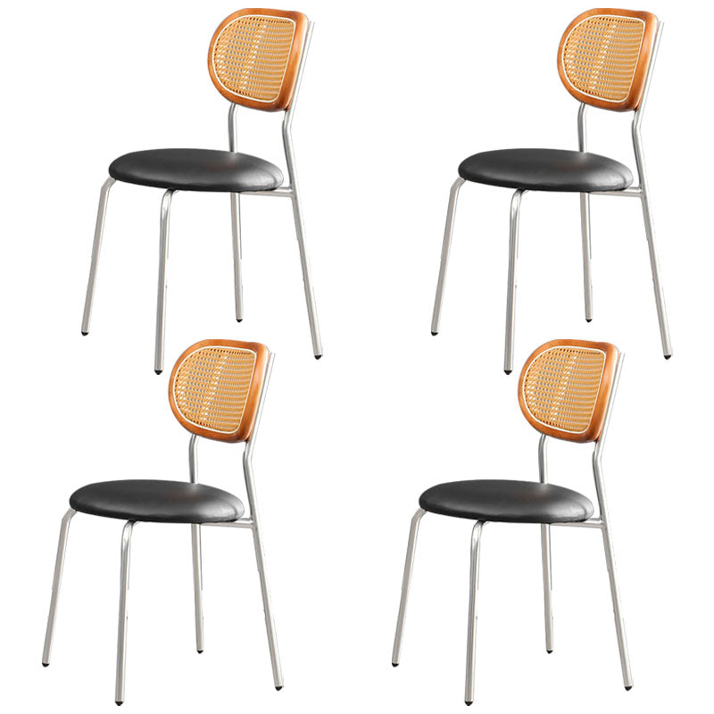 Faux Leather Armless Dining Chair Contemporary Open Back Dining Room Side Chair