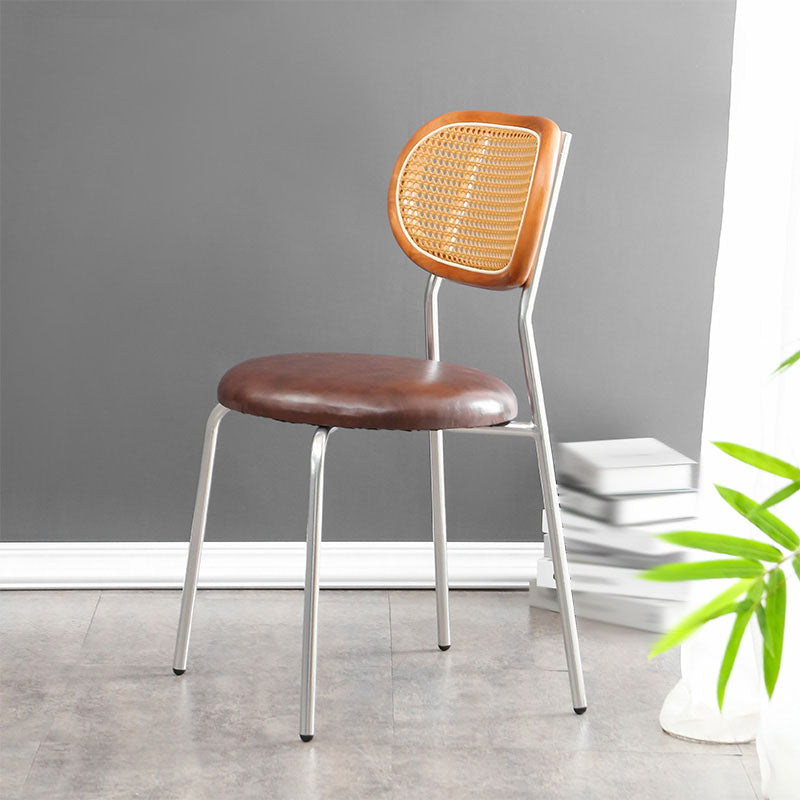 Faux Leather Armless Dining Chair Contemporary Open Back Dining Room Side Chair