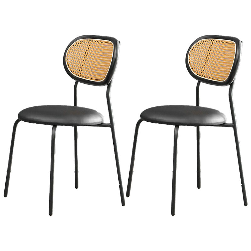 Faux Leather Armless Dining Chair Contemporary Open Back Dining Room Side Chair