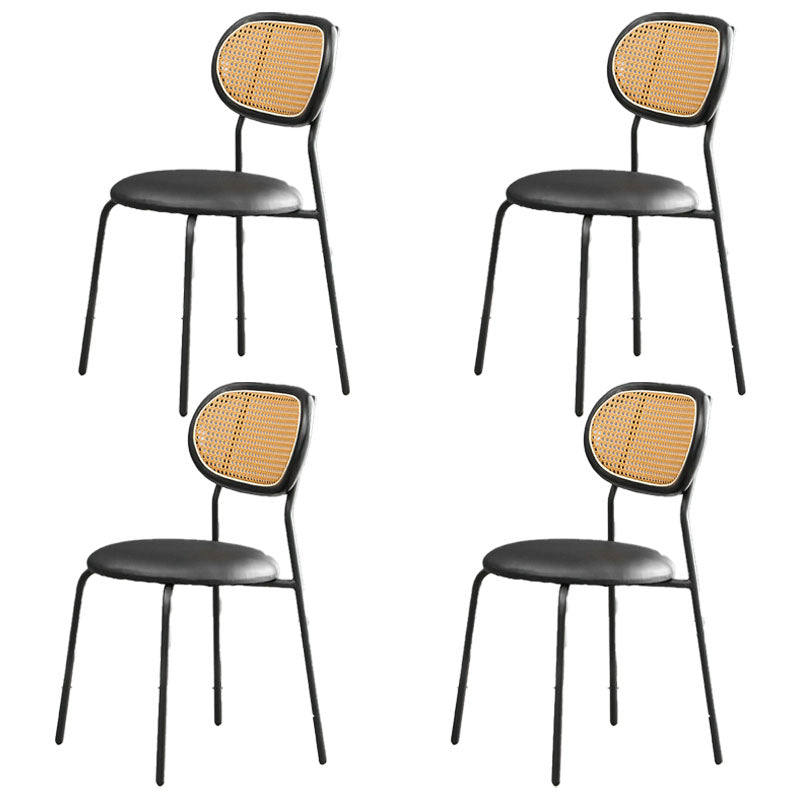 Faux Leather Armless Dining Chair Contemporary Open Back Dining Room Side Chair
