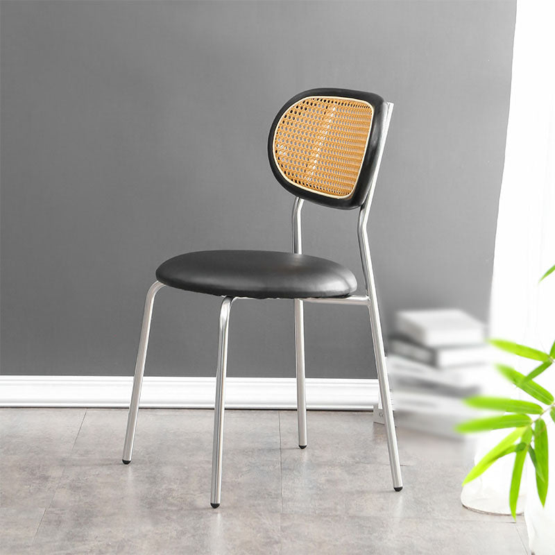 Faux Leather Armless Dining Chair Contemporary Open Back Dining Room Side Chair