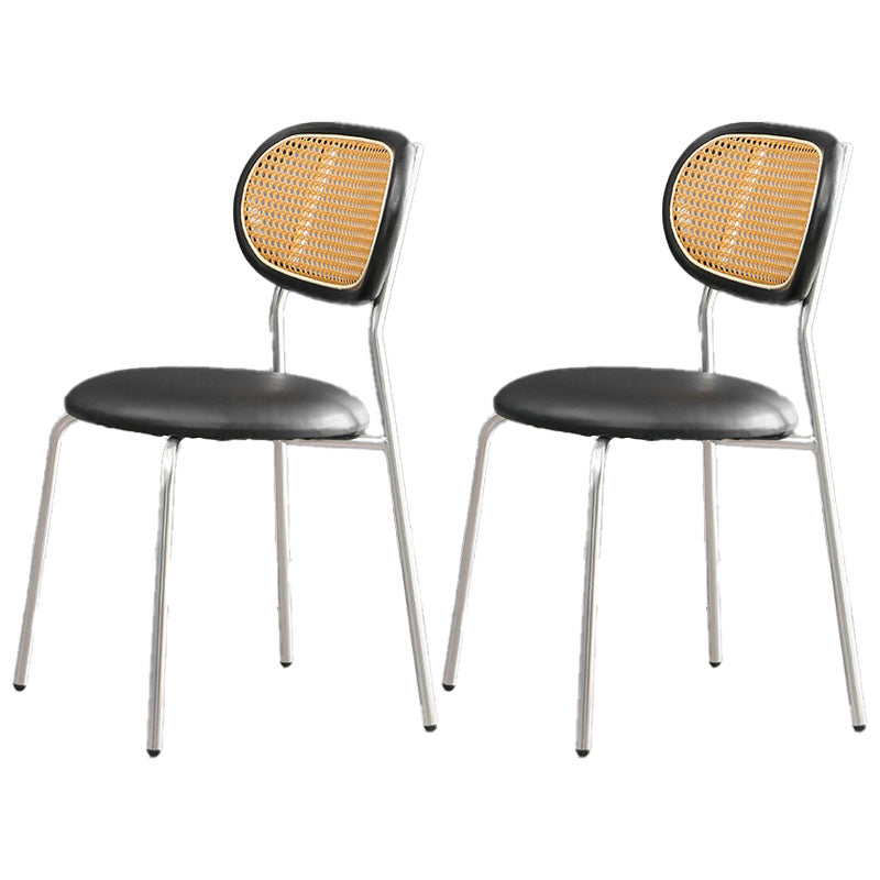 Faux Leather Armless Dining Chair Contemporary Open Back Dining Room Side Chair