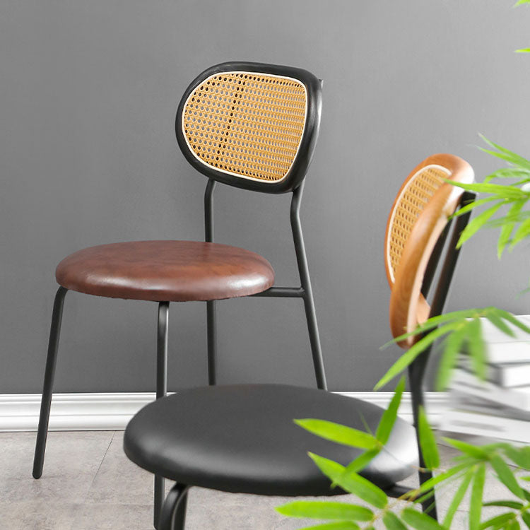 Faux Leather Armless Dining Chair Contemporary Open Back Dining Room Side Chair