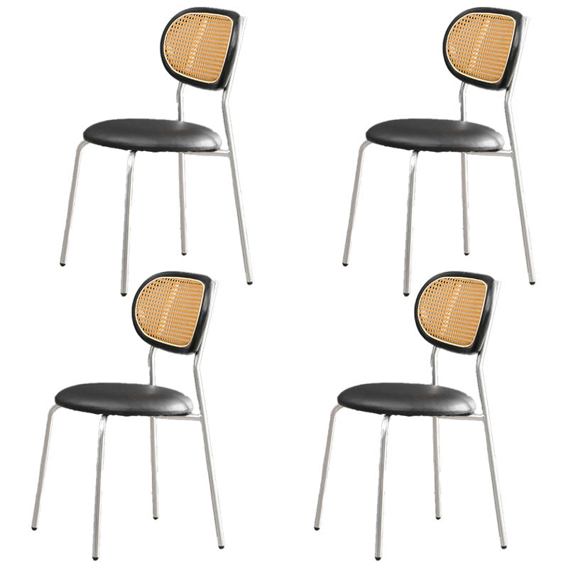 Faux Leather Armless Dining Chair Contemporary Open Back Dining Room Side Chair
