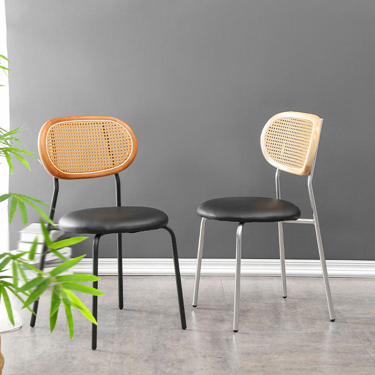 Faux Leather Armless Dining Chair Contemporary Open Back Dining Room Side Chair