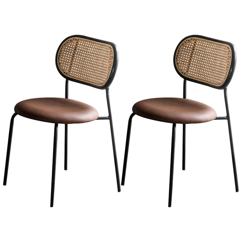 Faux Leather Armless Dining Chair Contemporary Open Back Dining Room Side Chair