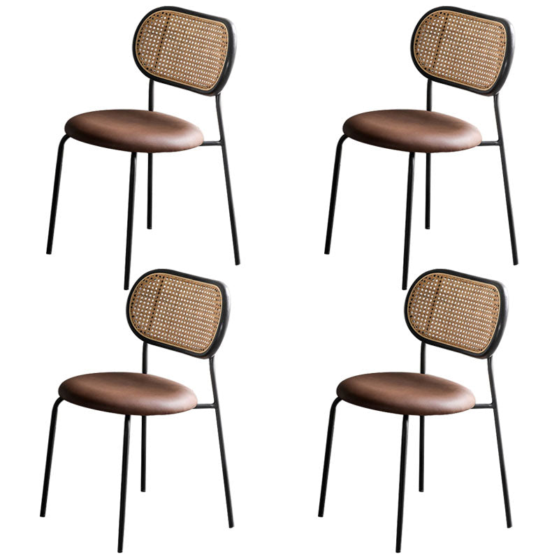 Faux Leather Armless Dining Chair Contemporary Open Back Dining Room Side Chair