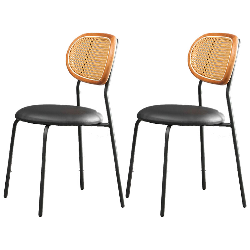 Faux Leather Armless Dining Chair Contemporary Open Back Dining Room Side Chair