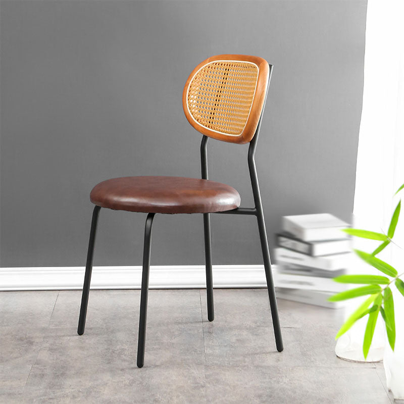 Faux Leather Armless Dining Chair Contemporary Open Back Dining Room Side Chair