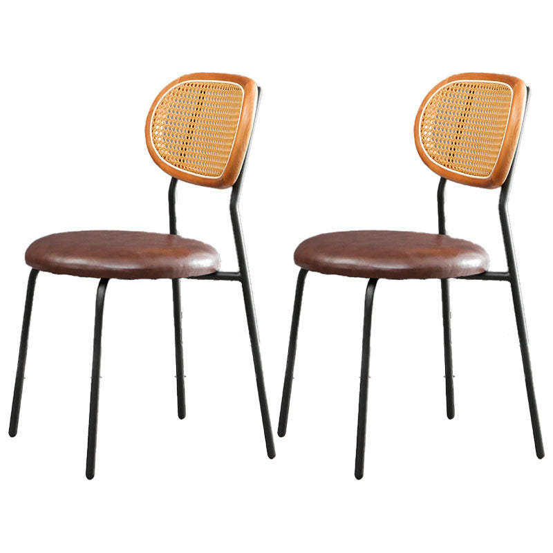 Faux Leather Armless Dining Chair Contemporary Open Back Dining Room Side Chair