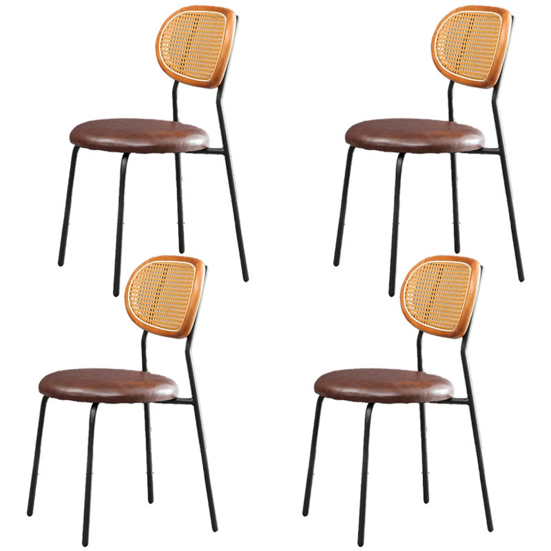 Faux Leather Armless Dining Chair Contemporary Open Back Dining Room Side Chair