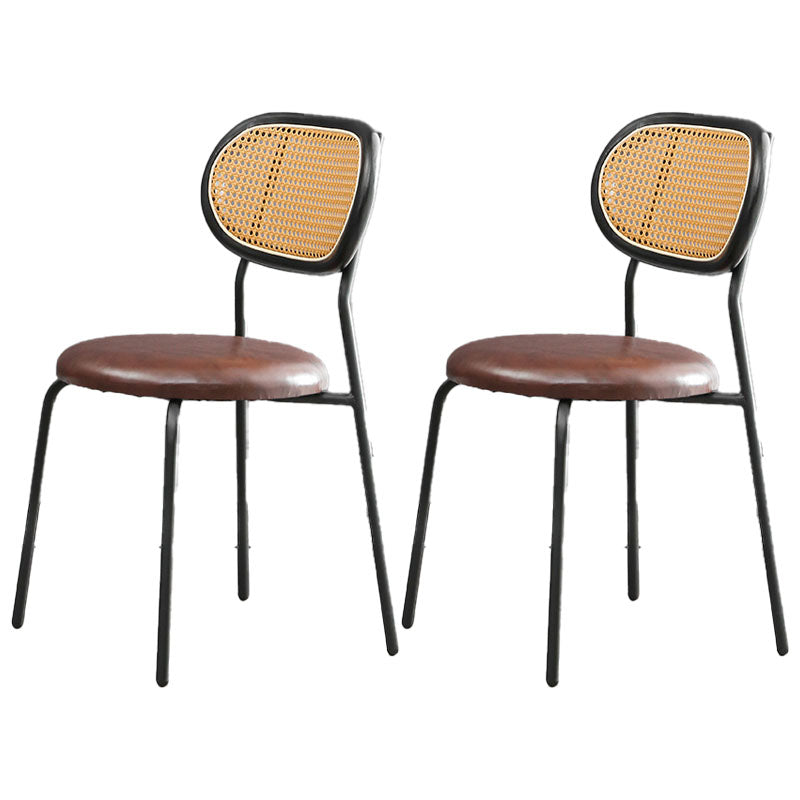 Faux Leather Armless Dining Chair Contemporary Open Back Dining Room Side Chair